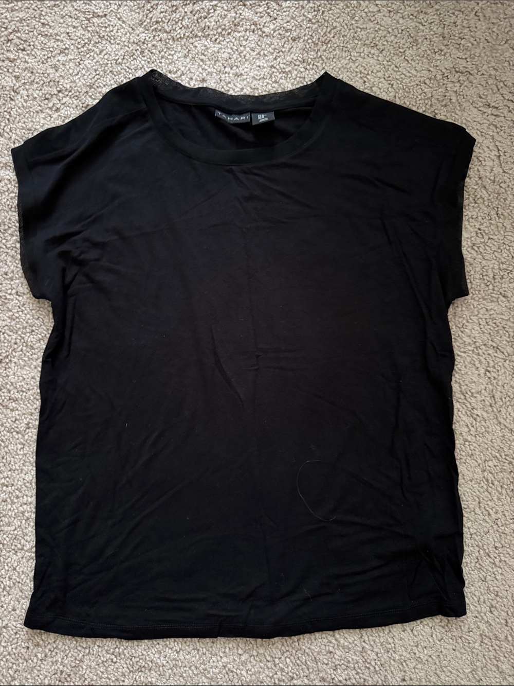 Tahari Black Short-Sleeve Crewneck Tee